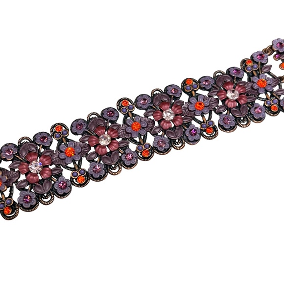 MX PURPLE AND PINK FLORAL BRACELET W CHERUB CLASP - Picture 12 of 16